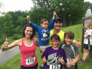 Amy’s family competing in a local running race together