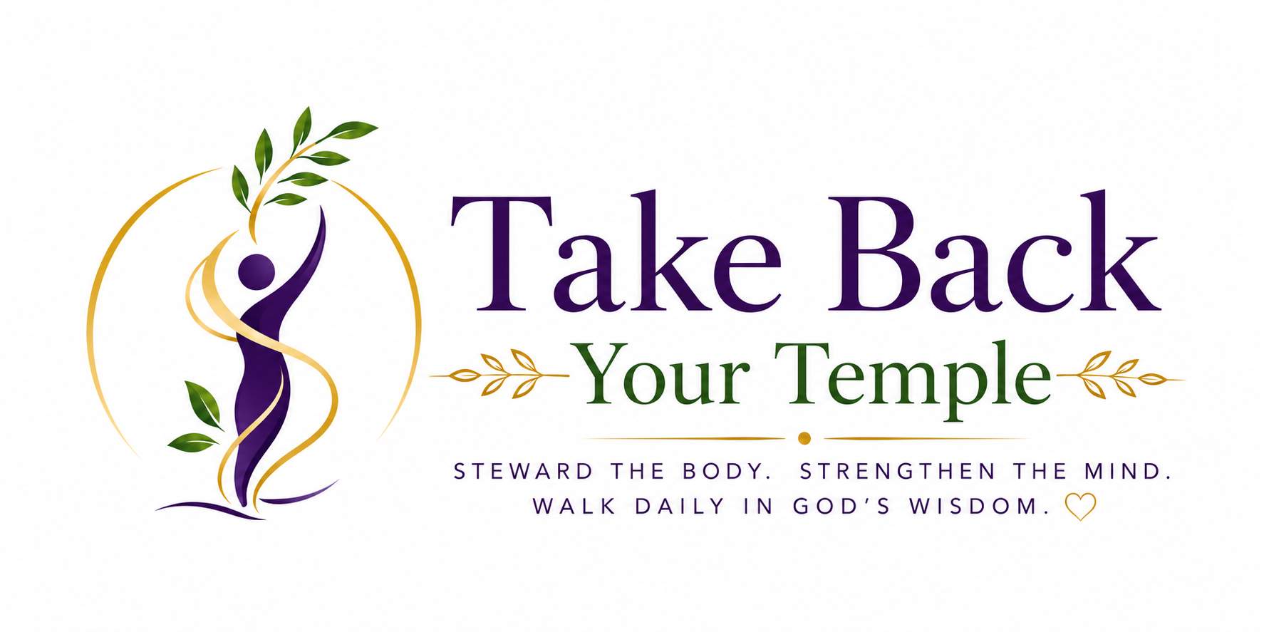 a logo with purple and green text